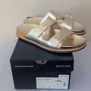 New Cole‎ Haan Women's Marisol Footbed Sandals Gold Size 11